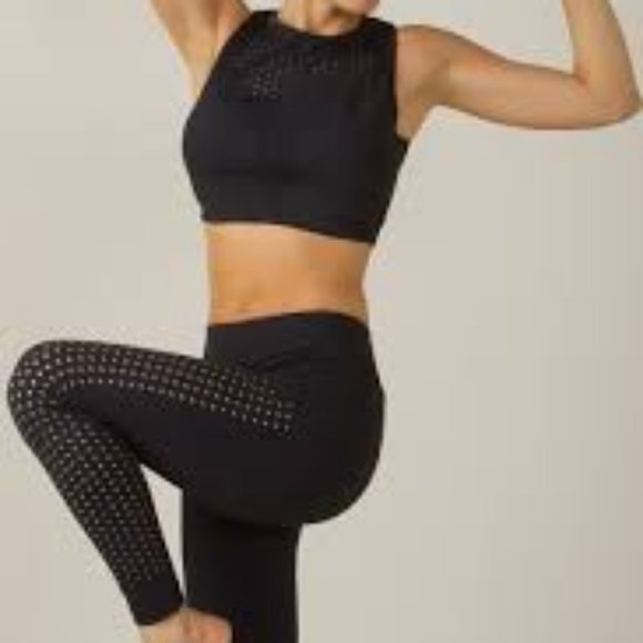 Kira Grace Tops - Kira Grace Black Laser-Cut Dot Crop Top Sz Large L